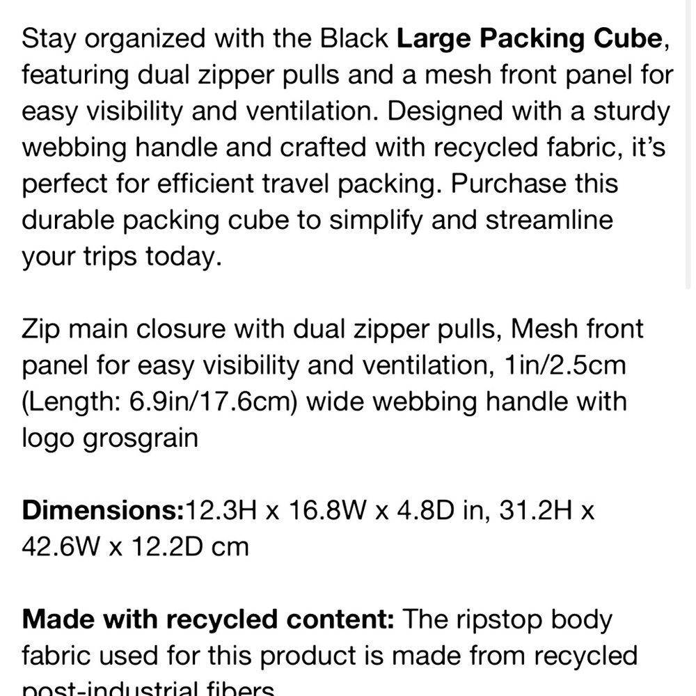 Lesportsac Black and White Gingham large packing cube - Picture 4 of 4